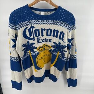 Corona Extra Ugly Christmas‎ Sweater Mens XL Logo Palm Tree Fair Isle Knit